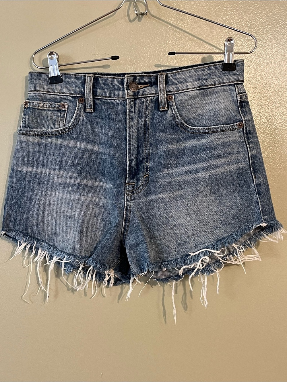 High-Rise Frayed Hem Denim Shorts - Blue By Lucky Brand 27/4